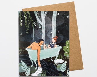 Man and Woman in the Bath Card