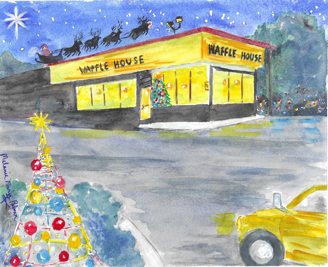 Waffle House Christmas Watercolor Digital Download Etsy