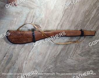 Handgefertigte Leder Waffentasche | Custom Sniper Cover | Vollnarbenleder Waffenärmel | Jagdgewehr Tragetasche | Personalisierte Gewehrtasche
