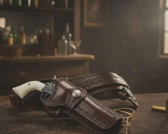 Handpunzierter Western-Patronengürtel und Revolver Holster Rig (SASS Ready)