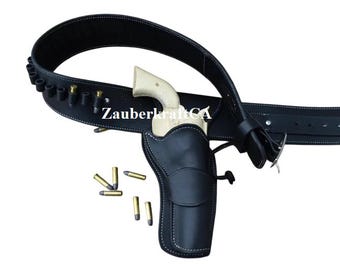 Western Cowboy Vintage Gürtel Ammo Loops Lederhalfter .22 .357 .38 .44 .45