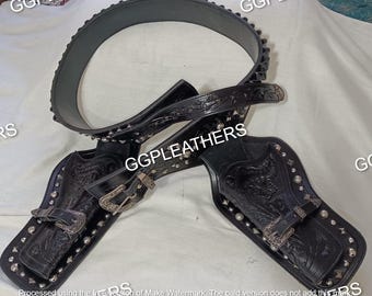 Western Cowboy Vintage Gürtel Ammo Loops Lederhalfter .22 .357 .38 .44 .45