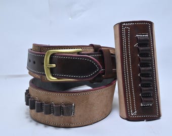 Western Leder Patronengürtel Schlaufen Revolvertasche Colt Sass Rigs .22 .32