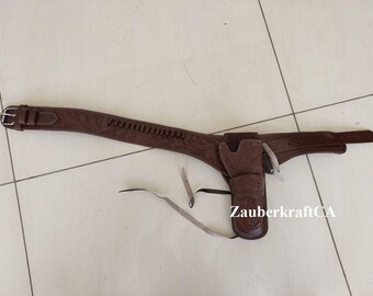 Western Cowboy Vintage Gürtel Ammo Loops Lederhalfter .22 .357 .38 .44 .45