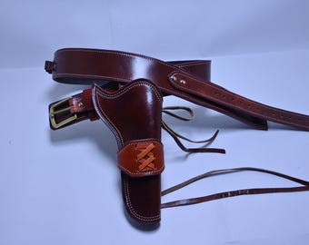 Western Leder Patronengürtel Ammo Loops Revolver Holster Cover Colt Sass Rigs Cowboy Holster .22 .32