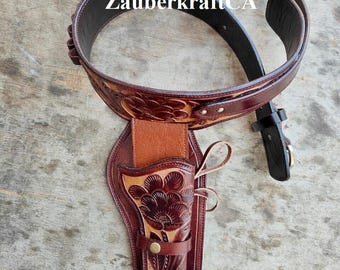 Western Cowboy Vintage Gürtel Ammo Loops Lederhalfter .22 .357 .38 .44 .45