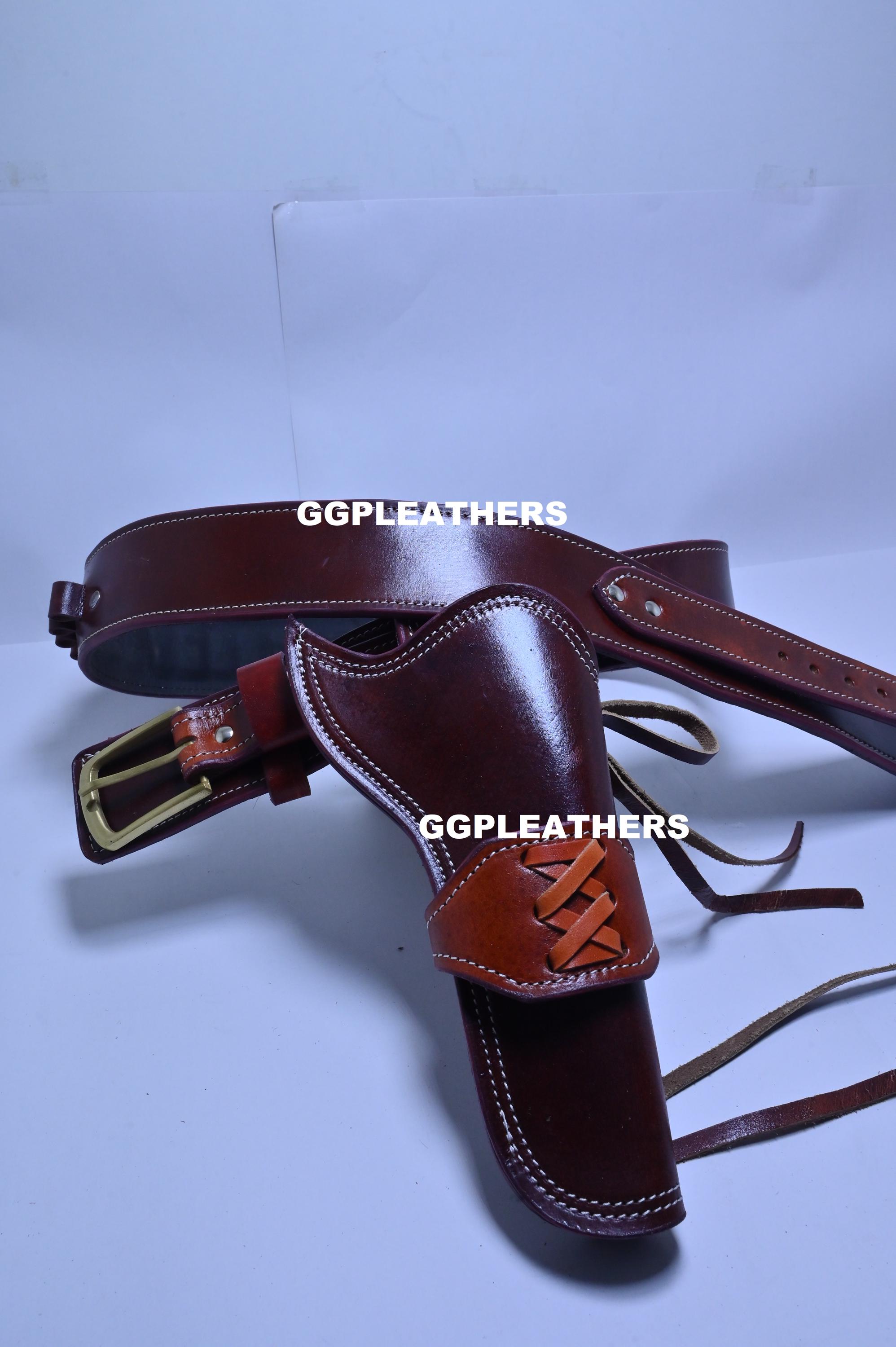 Western Gun Holster With Belt Leather – Handmade Cowboy Fast Draw Rig ...