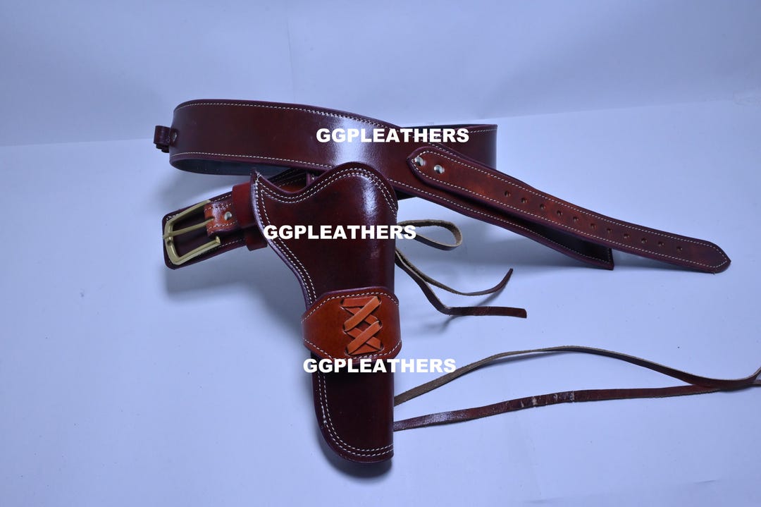 Western Gun Holster With Belt Leather – Handmade Cowboy Fast Draw Rig ...