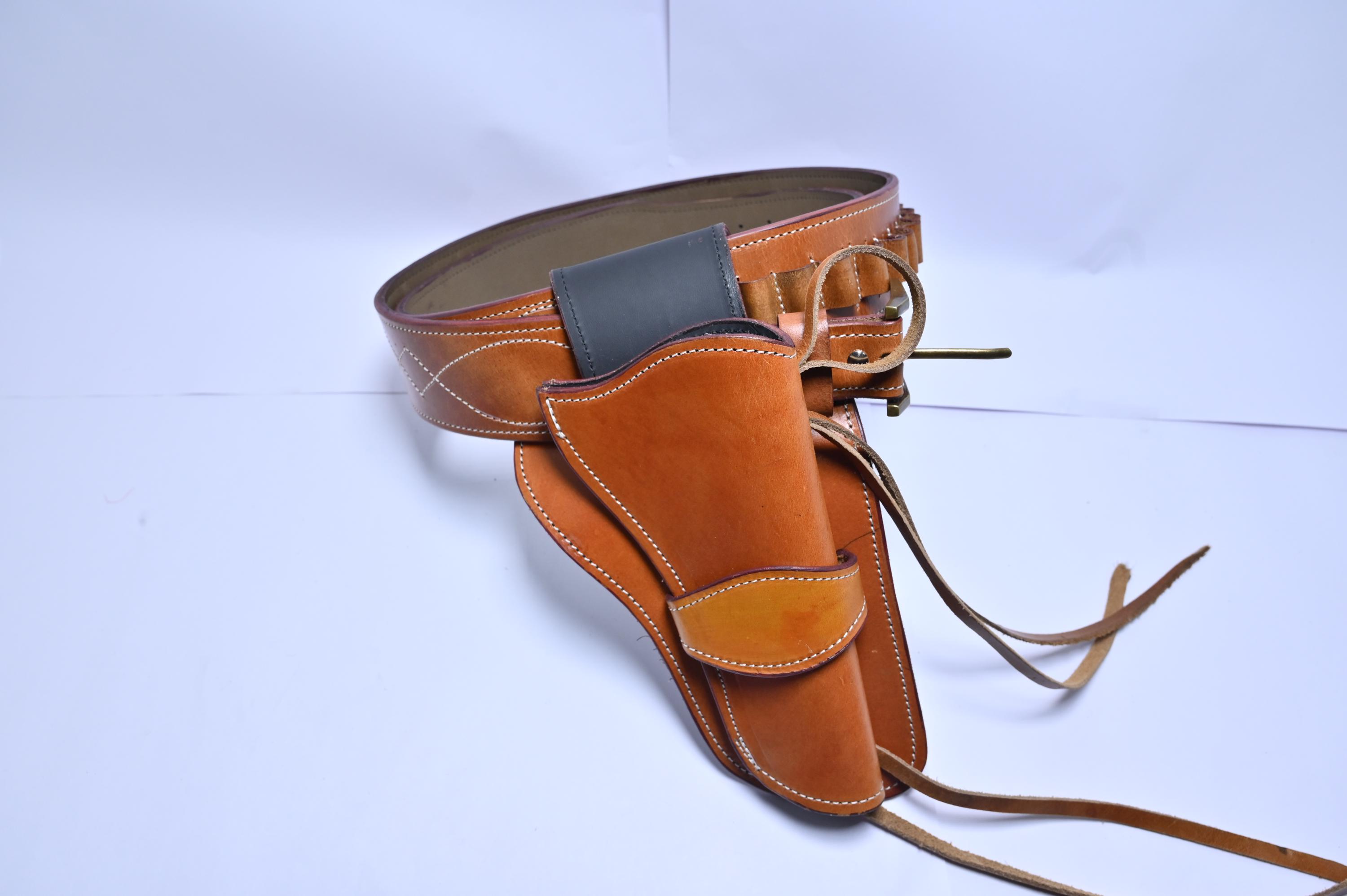 Western Gun Holster With Belt Leather – Handmade Cowboy Fast Draw Rig ...