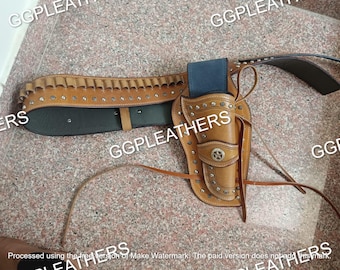 Western Cowboy Vintage Gürtel Ammo Loops Lederhalfter .22 .357 .38 .44 .45