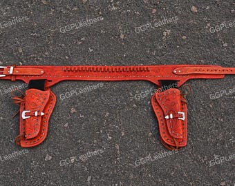 Western Cowboy Vintage Gürtel Ammo Loops Lederhalfter .22 .357 .38 .44 .45