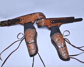Western Leder Patronengürtel Ammo Loops Revolver Holster Cover Colt Sass Rigs Cowboy Holster .22 .32