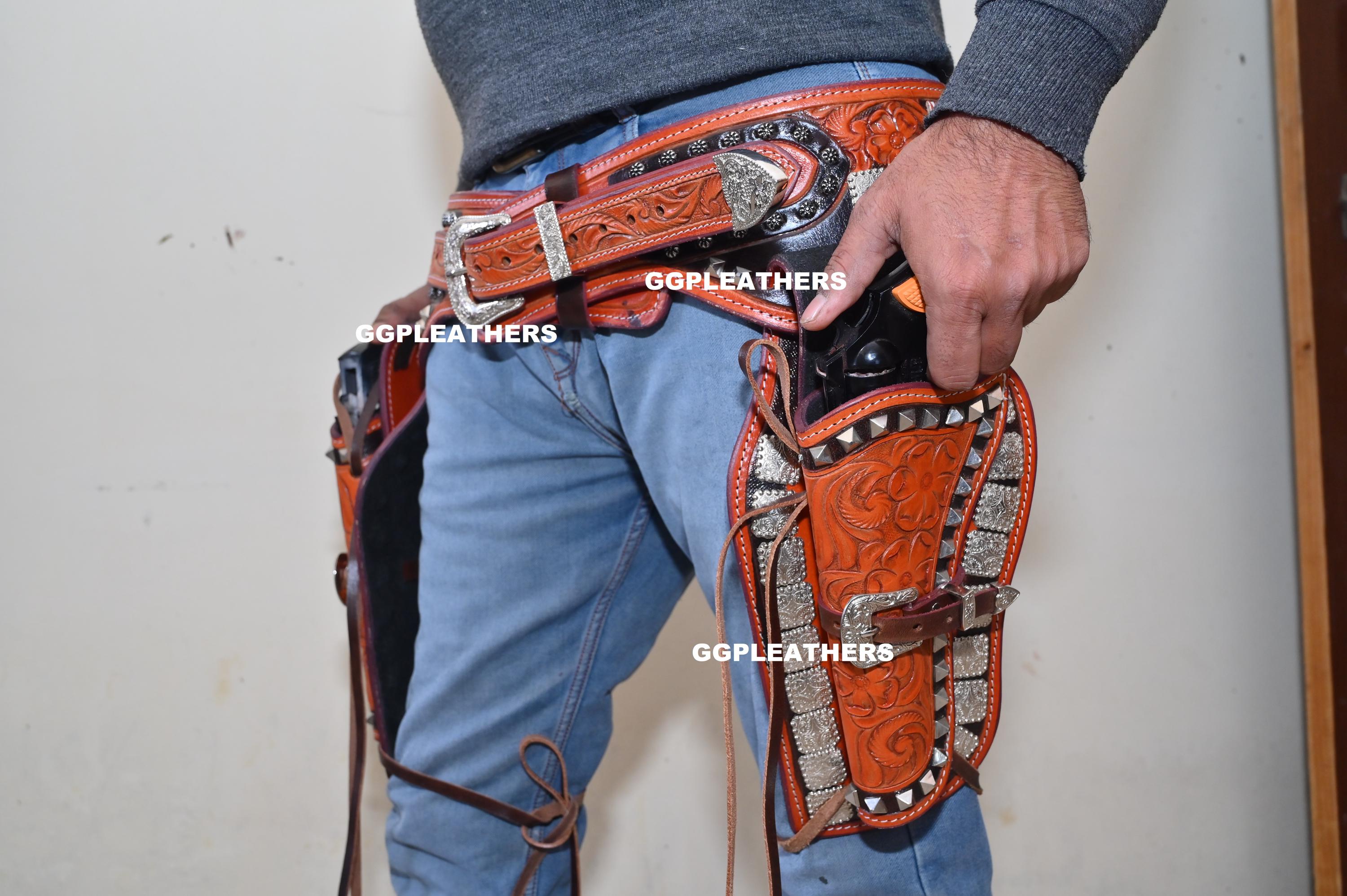 Fastest Sass Rig Western Leather Cartridge Belt Ammo Loops Revolver Holster Cover Colt ...