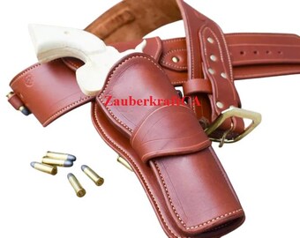 Western Cowboy Vintage Gürtel Ammo Loops Lederhalfter .22 .357 .38 .44 .45