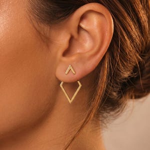 Ear Jacket Chevron stud sierlijke set oorbellen V Diamond ear Drop Minimal Statement sieraden