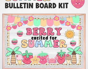 Summer Bulletin Board Kit, May or June Classroom Decor, Berry Theme (Printable)
