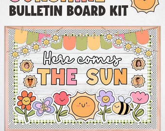 Kit para tablón de anuncios Sunshine, ¡Aquí viene el sol!, Decoración para el aula de mayo o junio, Cuenta atrás para el verano