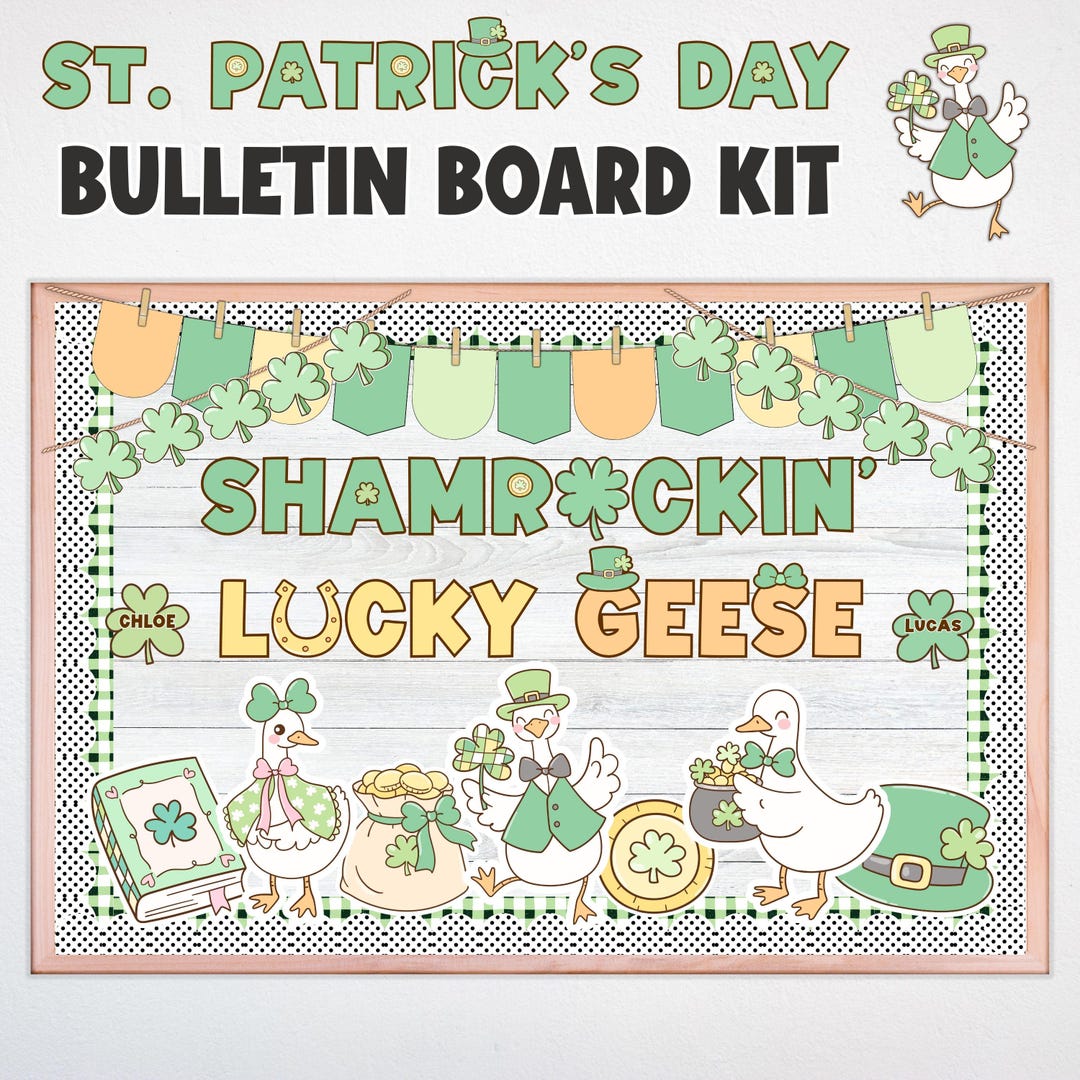 St. Patrick's Day Bulletin Board Kit, March Classroom Door Decor, Silly ...
