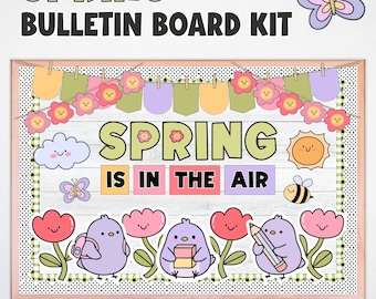 Kit para tablón de anuncios "La primavera está en el aire", decoración para el aula de marzo y abril (descarga digital)