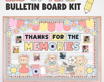 Kit para el tablón de anuncios de fin de año, decoración para el aula de mayo, Gracias por los recuerdos (descarga digital)