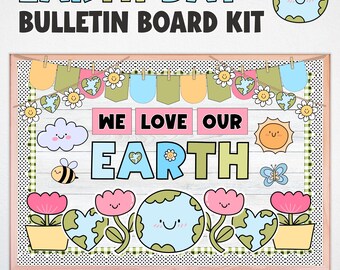 Kit para tablón de anuncios del Día de la Tierra, decoración para el aula de abril, actividad para estudiantes (imprimible)