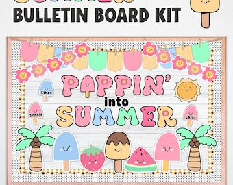 Kit de tablón de anuncios de verano, decoración para el aula de mayo o junio, temática de paletas (descarga digital)