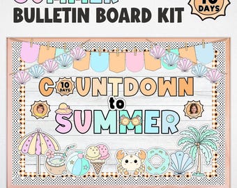 Kit para tablón de anuncios con cuenta atrás para el verano, decoración de fin de curso, mayo o junio (descarga digital)