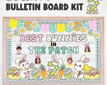 Kit de tablón de anuncios de primavera, decoración para el aula de marzo o abril, temática de conejito (descarga digital)
