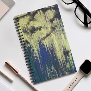 Abstract Drip Paint Journal | Spiral Notebook, Blue Green Texture