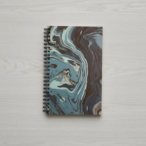 Blue Brown Marble Spiral Journal | Swirl Pattern Notebook