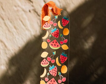Acrylic bookmark summer fruits with chiffon ribbon | Summer bookmark