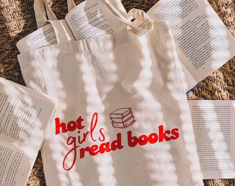 Tote bag -hot girls read books- | Cotton bag booklover | Bookgirl shopping bag