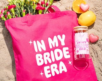 Bridal Gift Set | in my bride era | Engagement Gift | Tote Bag and Drinking Glass bride to be