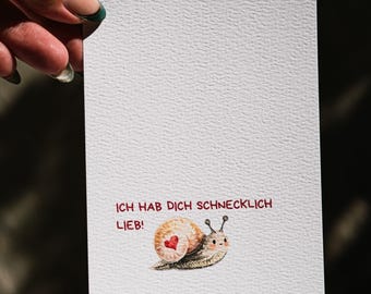 Greeting card | Postcard I love you so much with a snail drawing