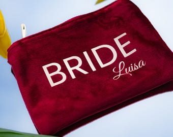Personalized Bride Cosmetic Bag | Velvet Bride-to-Be Bag | Bridal Gift