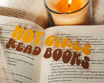 Acrylic bookmark, retro style, hot girls read books, with chiffon bow