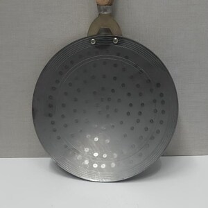 Handmade Iron Chappati Griddle : 9" Indian Griddle with Wooden Handle ,cast Iron pan