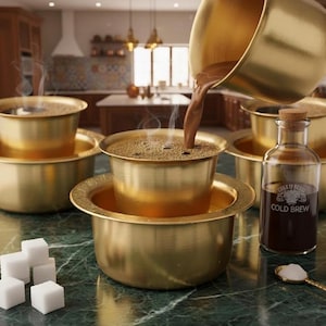 Traditional Indian Brass Filter Coffee Cup Davara Set