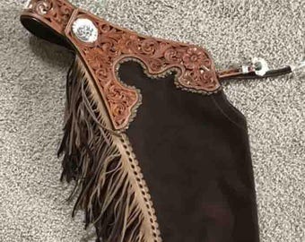 Suede Leather Chap Showmanship Leather Chap Horsemanship Leather chap J-C -13