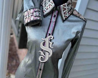 Handmade Crystal Western Show Shirt: Embellished Horsemanship Apparel S-J-8