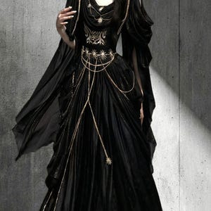 fitted lace wedding dress Witchy Lace Slit Maxi Dress for Gothic Elegance