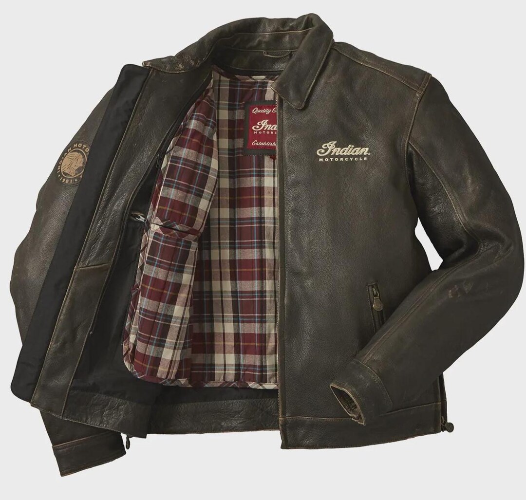 Indian Ranger Indian Motorcycle Style Vintage Leather Biker Jacket, Classic Brown ...