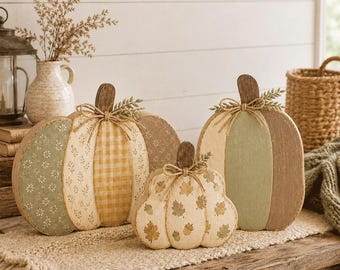 Rustic Fall Pumpkin Wooden Block, Autumn Farmhouse Pumpkin Set, Wooden Pumpkin Decor, Fall Tiered Tray, Thanksgiving Gift, Harvest Decor