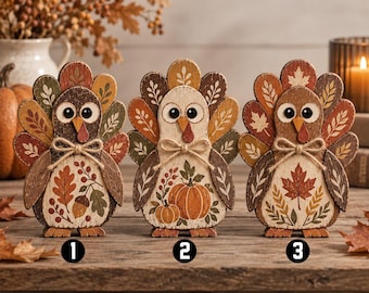 Vintage Thanksgiving Turkey Chicken Wooden Block, Rustic Fall Pumpkin Shelf Decor, Farmhouse Autumn Harvest Decor, Thanksgiving Gift