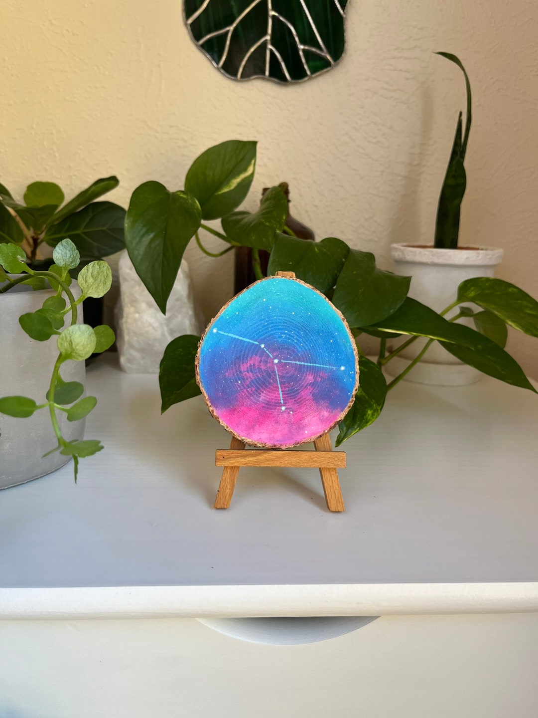 Cancer Zodiac Wood Slice Painting Zodiac Decor Zodiac Gift Etsy