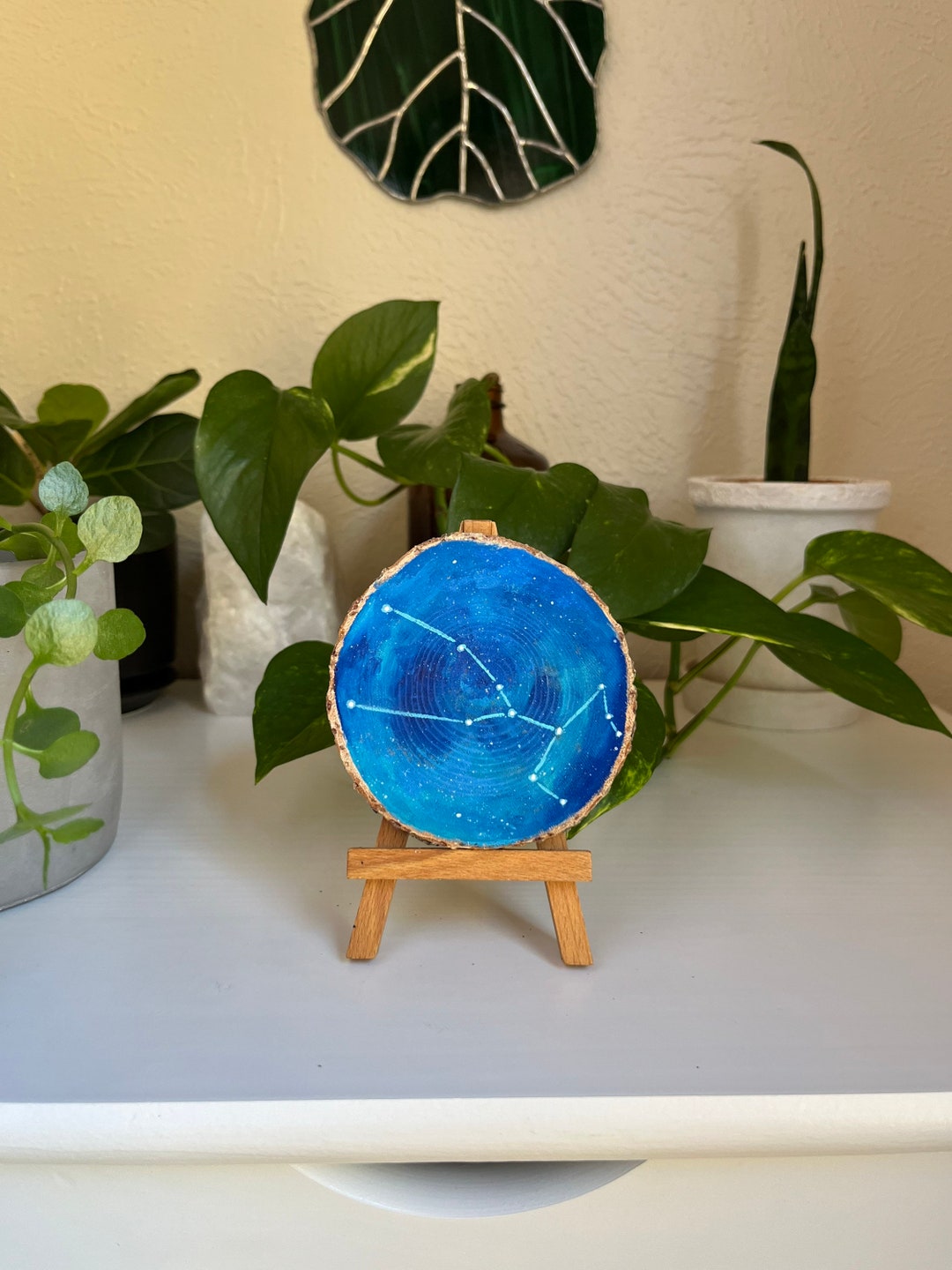 Taurus Zodiac Wood Slice Painting Zodiac Decor Zodiac Gift Etsy