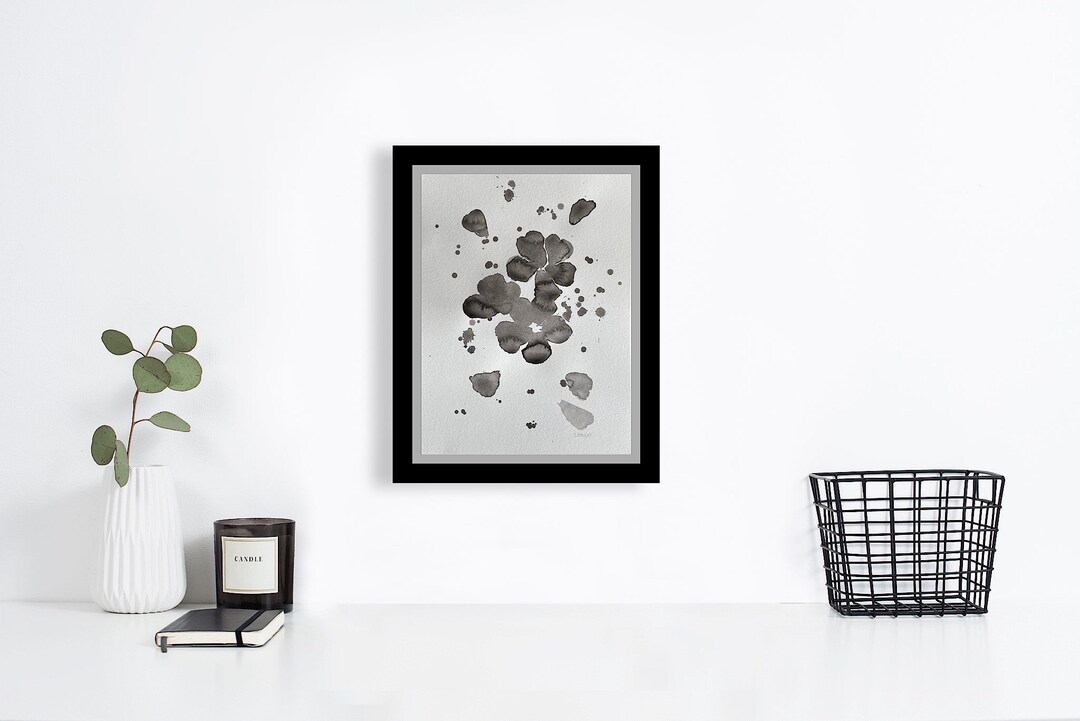 Paint Splatter Flowers Watercolor Painting - Etsy