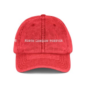 Arsenal - North London Forever - Cappellino vintage ricamato / Cappellino da baseball lavato, ricamo minimalista con scritta