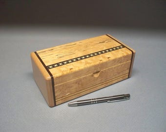 Spalted Maple Wood Keepsake Box With Hinged Lid, Made in USA