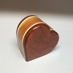 Heart Cremation Urn: Figured Walnut & Maple, Child Urn (35 c.i.)
